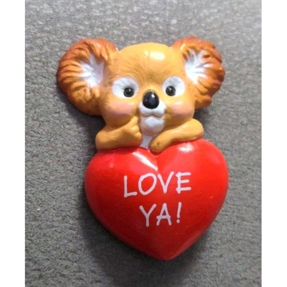 Vintage‎ 1986 Hallmark Koala Bear Valentines Day Pin Love Ya Heart